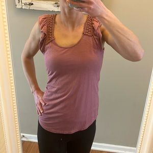Americanable Dark Pink Tank Top Ruffle Sleeves